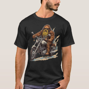 Funny Bigfoot Biker Sasquatch Riding a Motorcycle T-Shirt