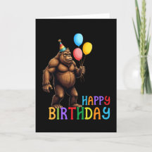 Funny BigFoot Birthday Card with Balloons