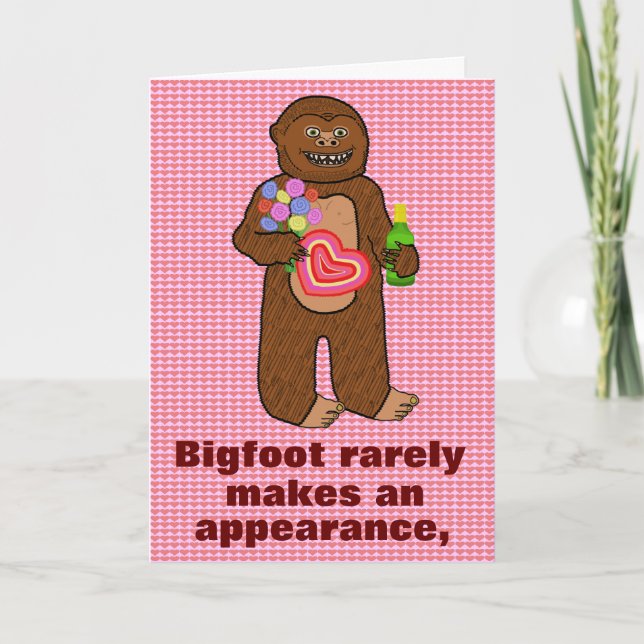 Funny Bigfoot Birthday Humour Holiday Card (Front)