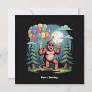 Funny Bigfoot Birthday Party Bash Balloons Invitation