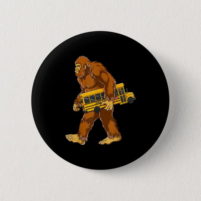 Funny Bigfoot Bus Driver Sasquatch School Bus Love 6 Cm Round Badge (Front)