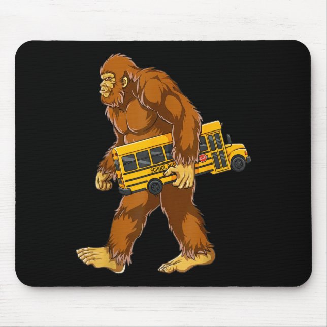 Funny Bigfoot Bus Driver Sasquatch School Bus Love Mouse Mat (Front)