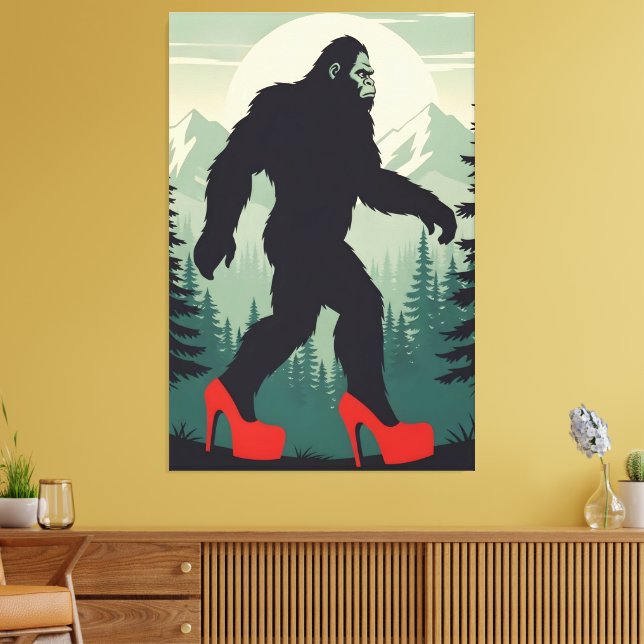 Funny Bigfoot Canvas Print (Insitu(LivingRoom))