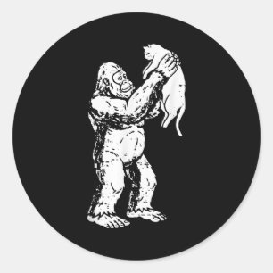 Funny Bigfoot Cat Sasquatch Kitty Cute Valentine M Classic Round Sticker