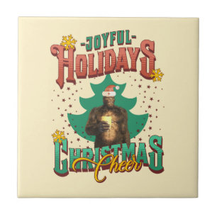 Funny Bigfoot Christmas Cheer Holiday Tile