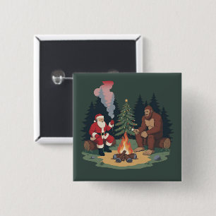 Funny Bigfoot Christmas Santa Sasquatch Camping  15 Cm Square Badge