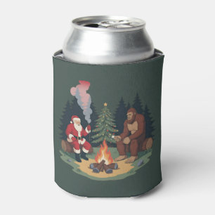 Funny Bigfoot Christmas Santa Sasquatch Camping Can Cooler