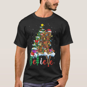 Funny Bigfoot Christmas Tree Lights Xmas Sasquatch T-Shirt