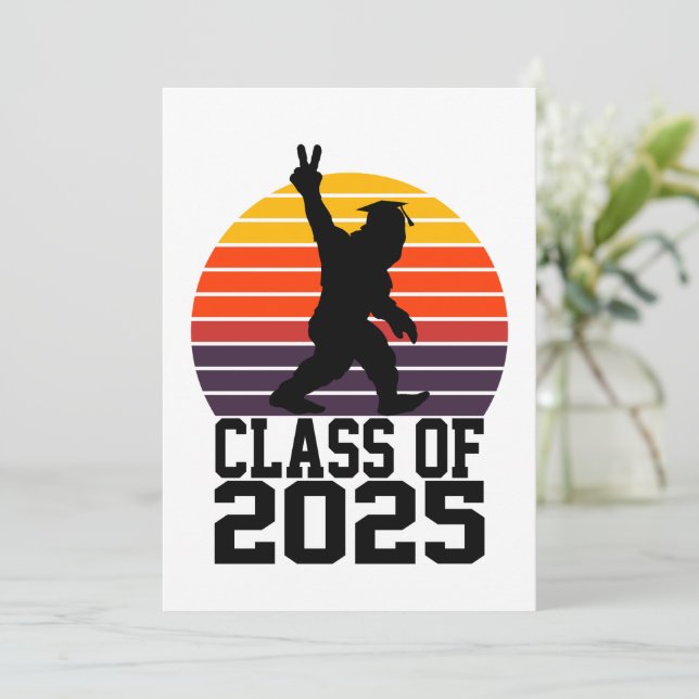 Funny Bigfoot Class of 2025 - Graduation 2025 Invitation (Standing Front)