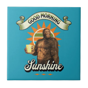 Funny Bigfoot Coffee Morning Humour Tile