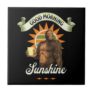 Funny Bigfoot Coffee Morning Humour Tile