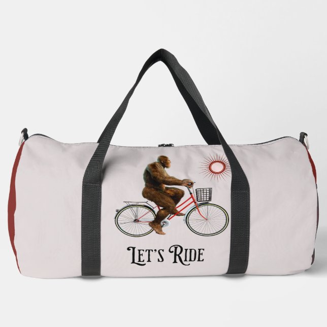 Funny Bigfoot Cycling Adventure Retro Duffle Bag (Front)