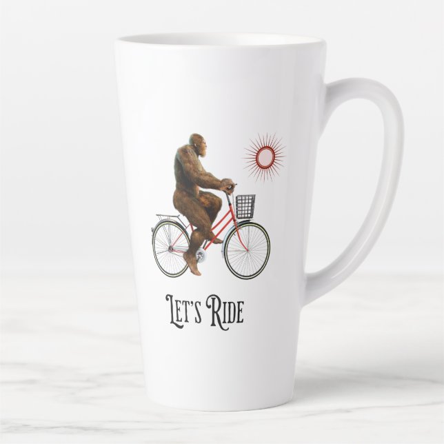 Funny Bigfoot Cycling Adventure Retro Latte Mug (Right)