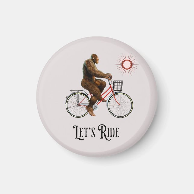 Funny Bigfoot Cycling Adventure Retro Magnet (Front)