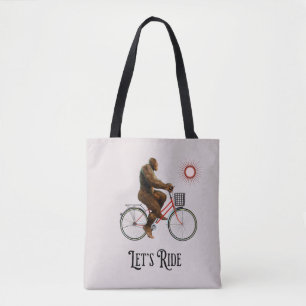 Funny Bigfoot Cycling Adventure Retro Tote Bag
