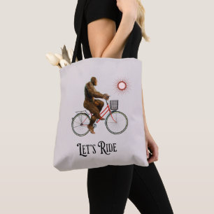 Funny Bigfoot Cycling Adventure Retro Tote Bag