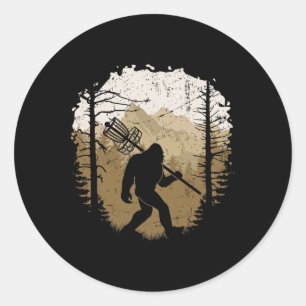 Funny Bigfoot Disc Golf Player Sasquatch Disc Golf Classic Round Sticker