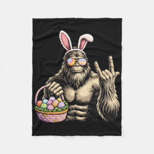Funny Bigfoot Easter Egg Rock Sasquatch Easter Day Fleece Blanket
