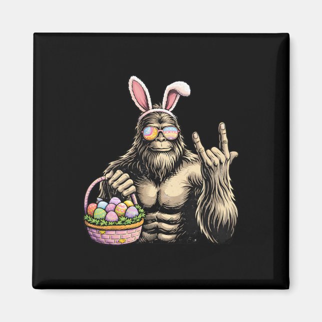 Funny Bigfoot Easter Egg Rock Sasquatch Easter Day Magnet (Front)