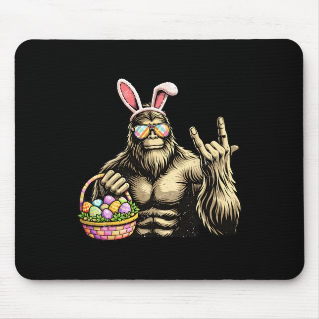 Funny Bigfoot Easter Egg Rock Sasquatch Easter Day Mouse Mat (Front)