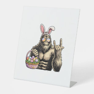 Funny Bigfoot Easter Egg Rock Sasquatch Easter Day Pedestal Sign