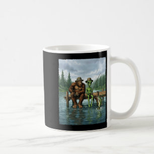 Funny Bigfoot Fishing Mens Alien Sasquatch Fishing Coffee Mug