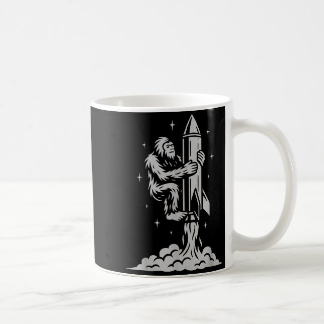 Funny Bigfoot Flying Into Space With Stars And Cos Coffee Mug (Right)