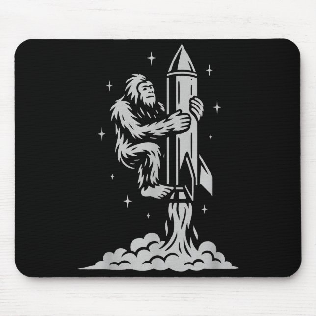 Funny Bigfoot Flying Into Space With Stars And Cos Mouse Mat (Front)