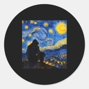 Funny Bigfoot Graphic Van Gogh Style Sasquatch Sta Classic Round Sticker