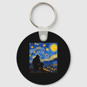 Funny Bigfoot Graphic Van Gogh Style Sasquatch Sta Key Ring