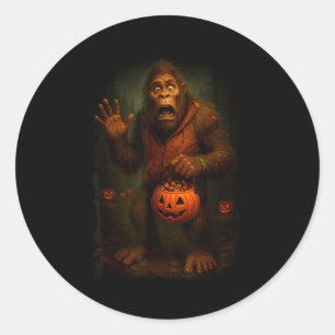 Funny Bigfoot Halloween Classic Round Sticker
