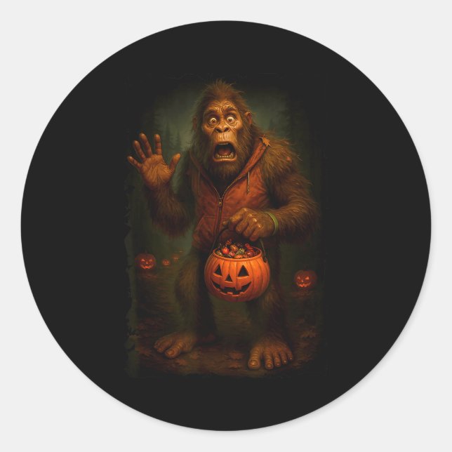 Funny Bigfoot Halloween  Classic Round Sticker (Front)