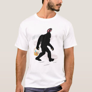 Funny Bigfoot Happy Easter Day Egg Basket Cute Bun T-Shirt