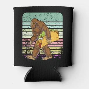 Funny Bigfoot Holding A Taco Can Cooler
