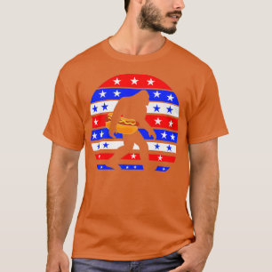Funny BigFoot Hot Dog American Flag Premium T-Shirt