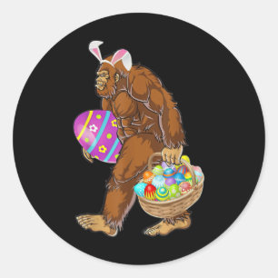 Funny Bigfoot Hunting Easter Eggs  Classic Round Sticker