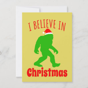 Funny Bigfoot I Believe In Christmas Invitation