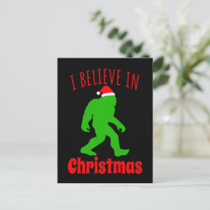 Funny Bigfoot I Believe In Christmas       Invitation Postcard