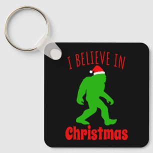 Funny Bigfoot I Believe In Christmas Key Ring
