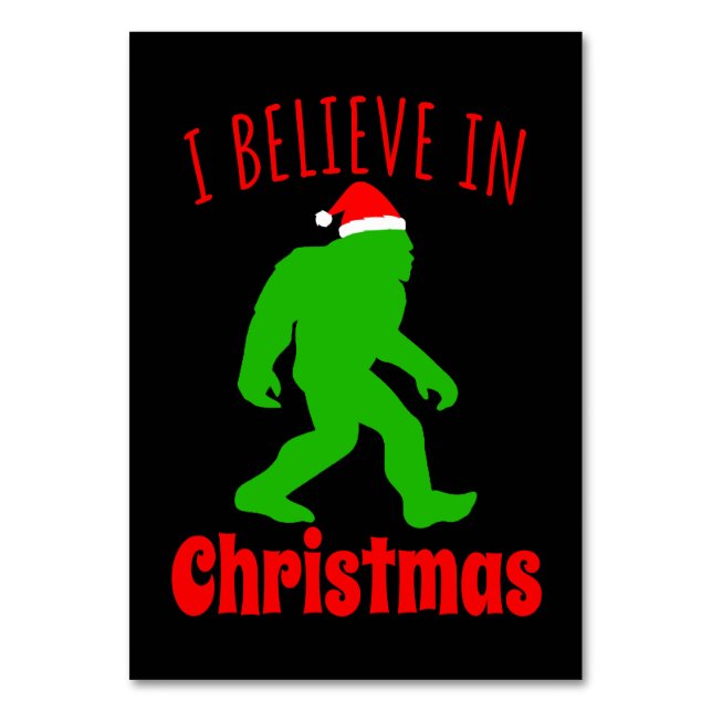 Funny Bigfoot I Believe In Christmas    Table Number (Front)