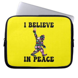 Funny Bigfoot I Believe In Peace Laptop Sleeve