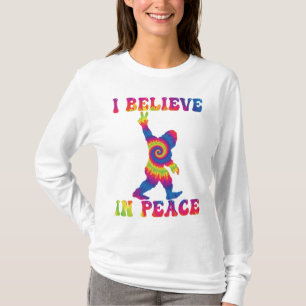 Funny Bigfoot I Believe In Peace T-Shirt