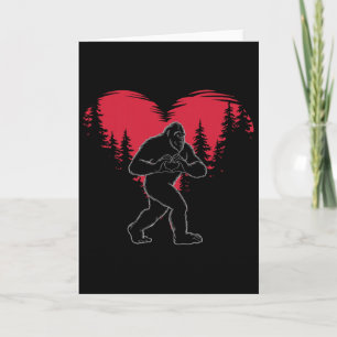 Funny Bigfoot In Love Heart Happy Valentine's Day Card