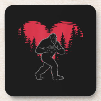 Funny Bigfoot in Love Heart Happy Valentine's Day Coaster