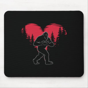 Funny Bigfoot In Love Heart Happy Valentine's Day Mouse Mat
