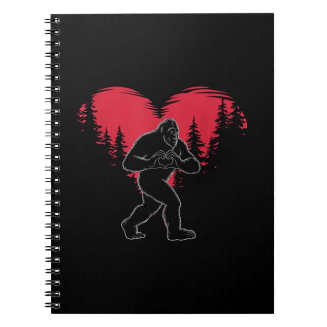 Funny Bigfoot in Love Heart Happy Valentine's Day Notebook (Front)