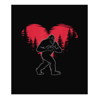 Funny Bigfoot in Love Heart Happy Valentine's Day Photo Print