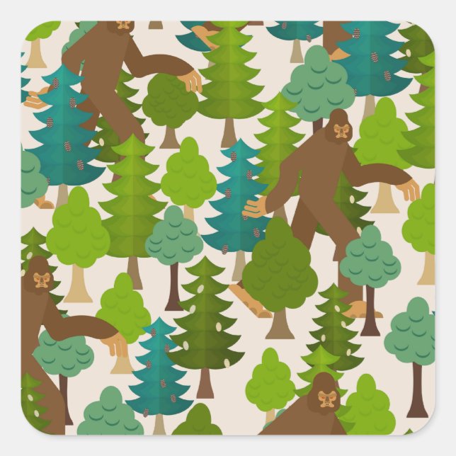 Funny Bigfoot in the Woods Square Sticker (Front)