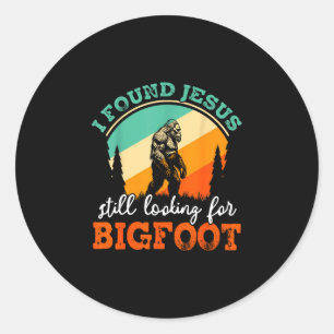 Funny bigfoot jesus crossover searching sasquatch classic round sticker