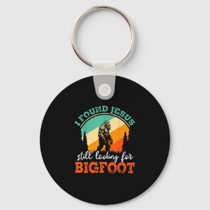 Funny bigfoot jesus crossover searching sasquatch key ring